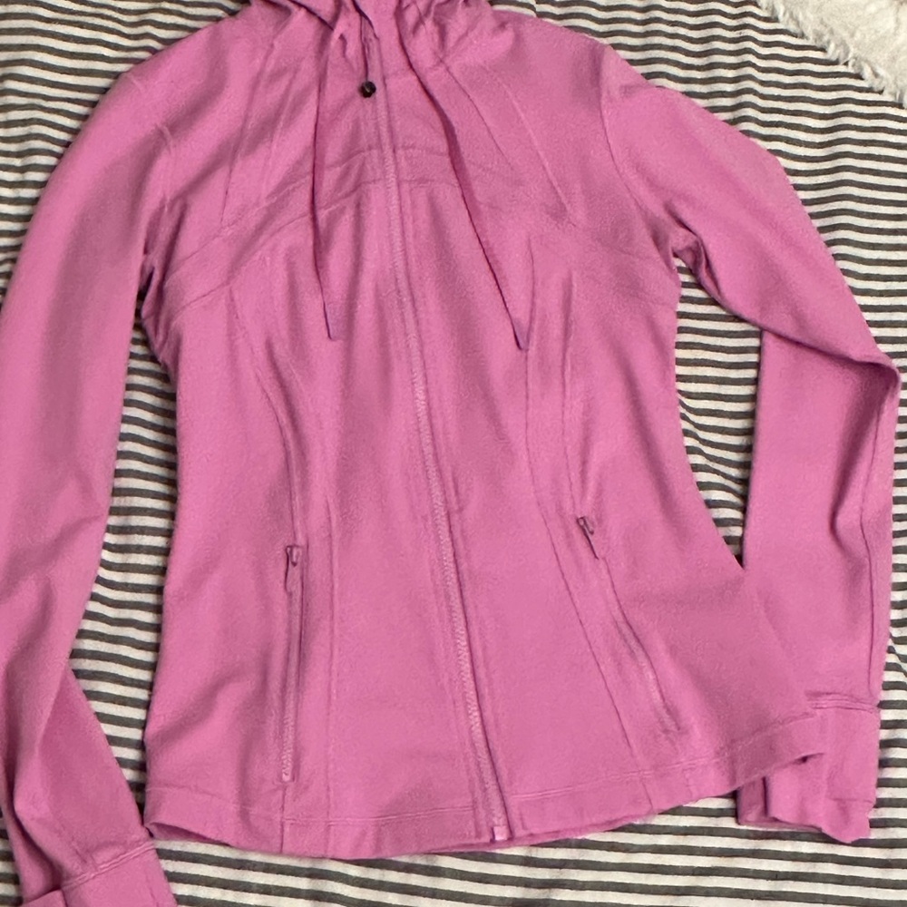 Lululemon define jacket zip hood nulu fabric dahlia mauve color size 8 worn 1x